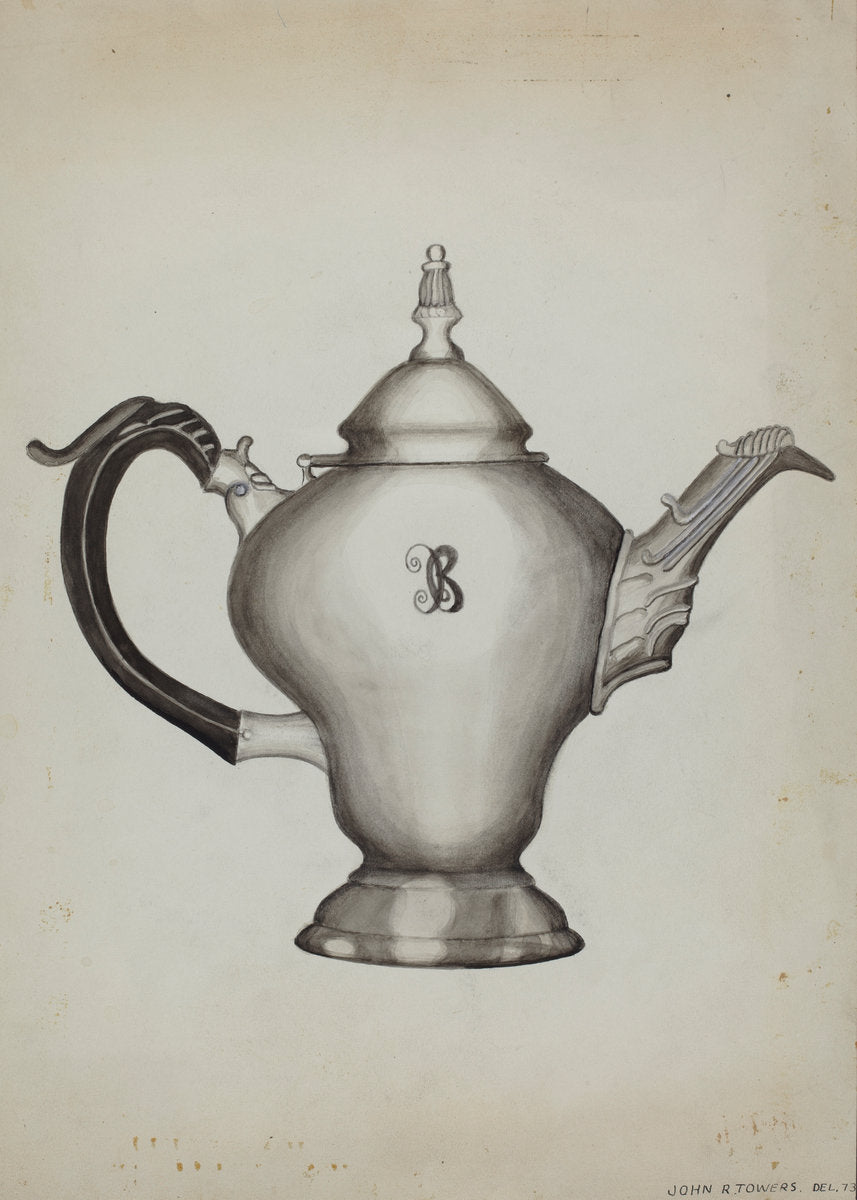 Silver Teapot by John R. Towers (American, active c. 1935), 16X12"(A3)Poster Print