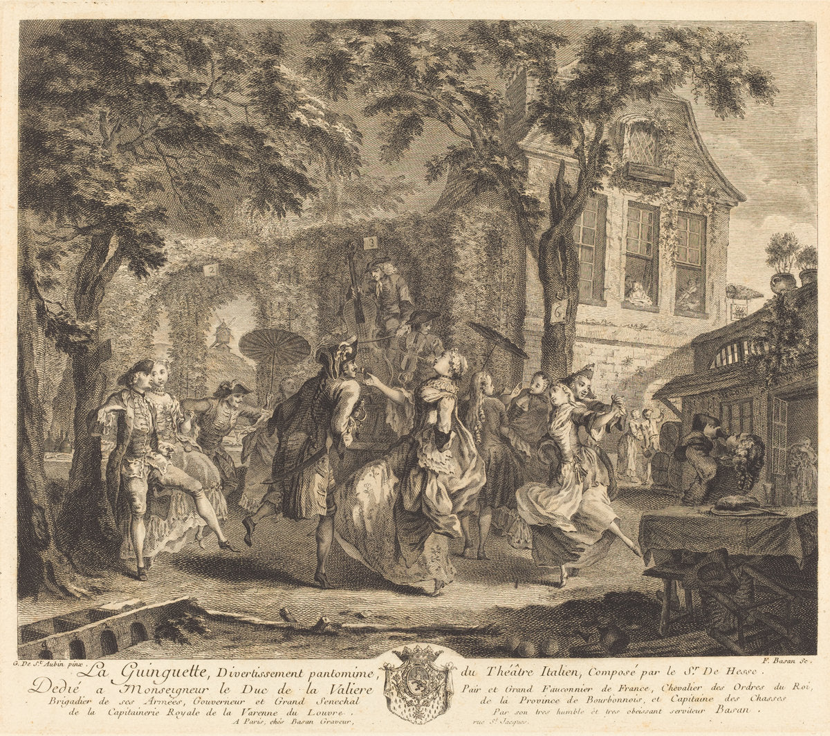 The Tavern by Pierre-François Basan after Gabriel Jacques de Saint-Aubin (French, 1723 - 1797), 16X12"(A3)Poster Print