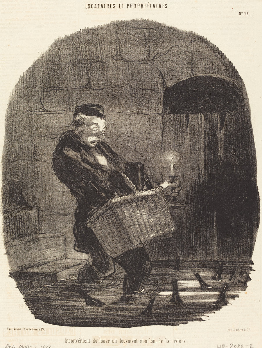 Inconvénient de louer... non loin d'une rivière by Honoré Daumier (French, 1808 - 1879), 16X12"(A3)Poster Print