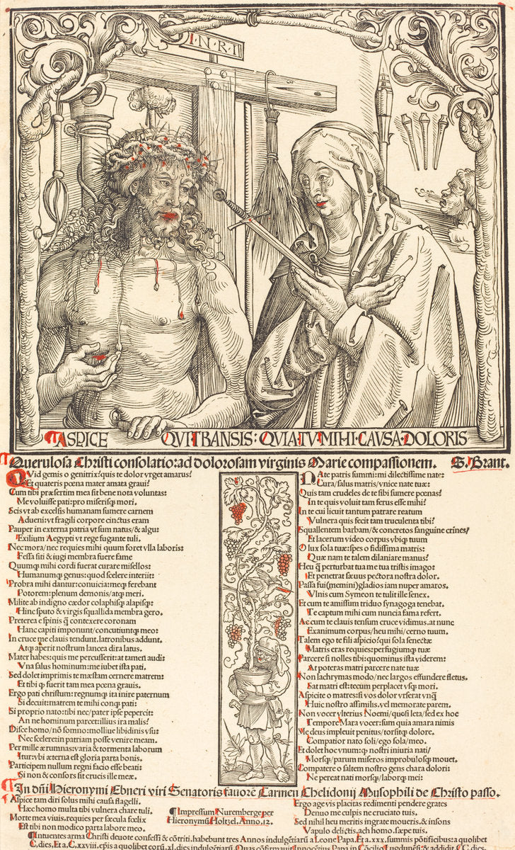 The Man of Sorrows and Mater Dolorosa by Wolf Traut (German, c. 1486 - 1520), 16X12"(A3)Poster Print