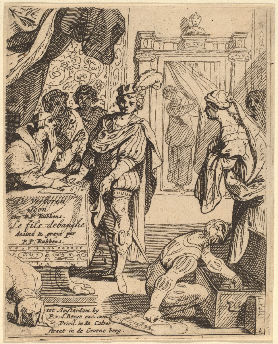 The Prodigal Son Receiving His Patrimony by Theodoor van Thulden after Sir Peter Paul Rubens (Flemish, 1606 - 1669), 16X12"(A3)Poster Print