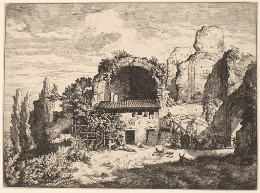 The Muleteers' Inn by Christian Wilhelm Ernst Dietrich, after Pieter van Laer (German, 1712 - 1774), 16X12"(A3)Poster Print