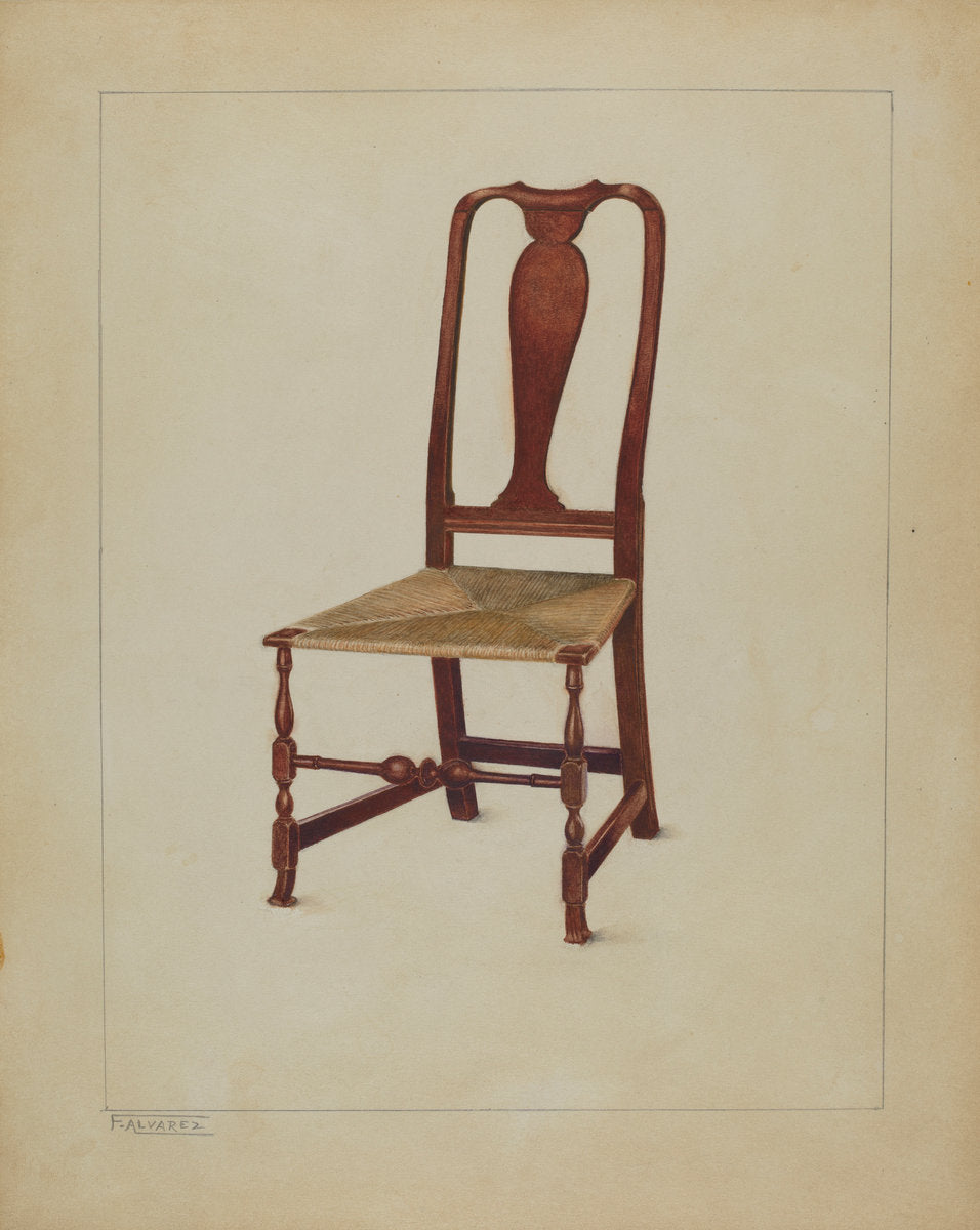 Side Chair (one of a pair) by Francisco Alvarez (American, active c. 1935), 16X12"(A3)Poster Print