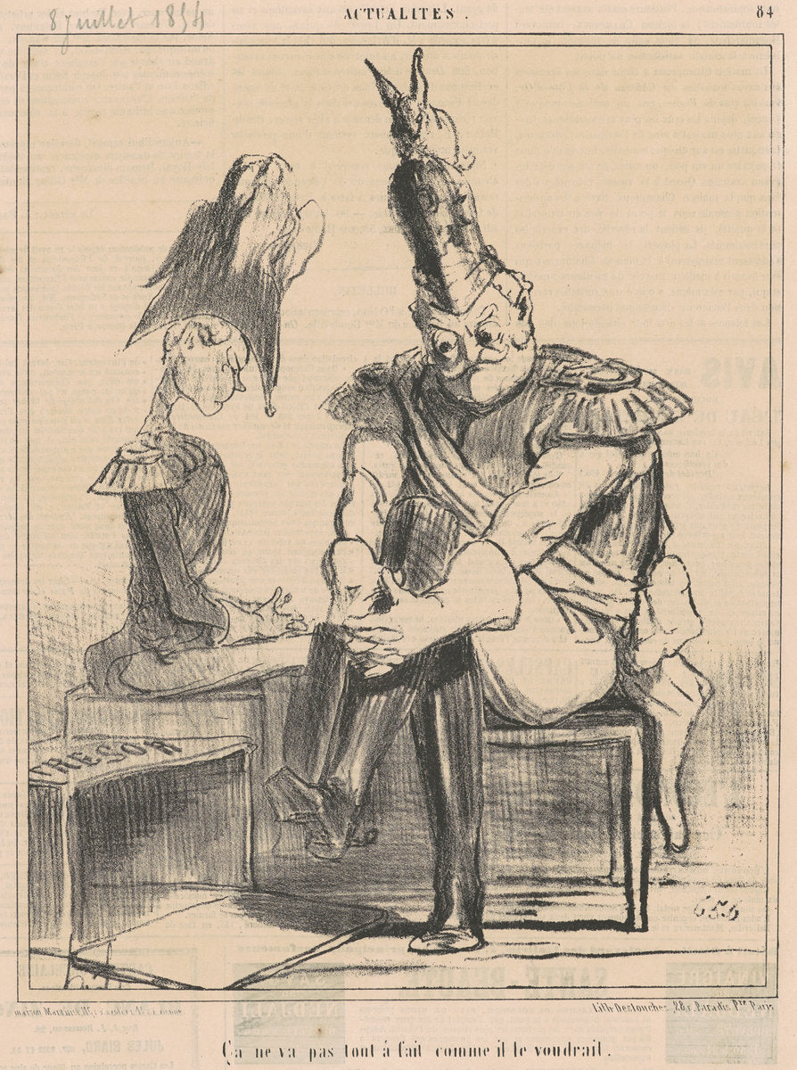 Ca ne va pas ... comme il le voudrait by Honoré Daumier (French, 1808 - 1879), 16X12"(A3)Poster Print