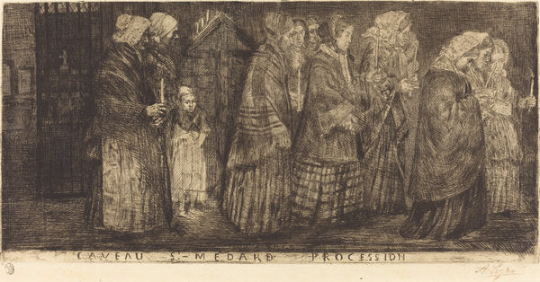 Procession in the Sepulchre of Saint Medard(Procession dans les caveaux de St.Medard) by Alphonse Legros (French, 1837 - 1911), 16X12"(A3)Poster Print