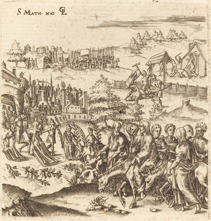 The Entry into Jerusalem by Léonard Gaultier (French, 1561 - 1641), 16X12