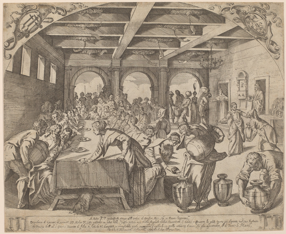 The Marriage at Cana by Odoardo Fialetti after Jacopo Tintoretto (Italian, 1573 - 1638), 16X12"(A3)Poster Print