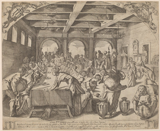 The Marriage at Cana by Odoardo Fialetti after Jacopo Tintoretto (Italian, 1573 - 1638), 16X12"(A3)Poster Print