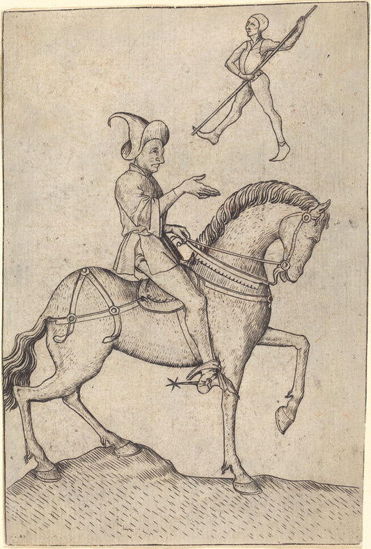 The Knight of Men by Master E.S. (German, active c. 1450 - active 1467), 16X12"(A3)Poster Print