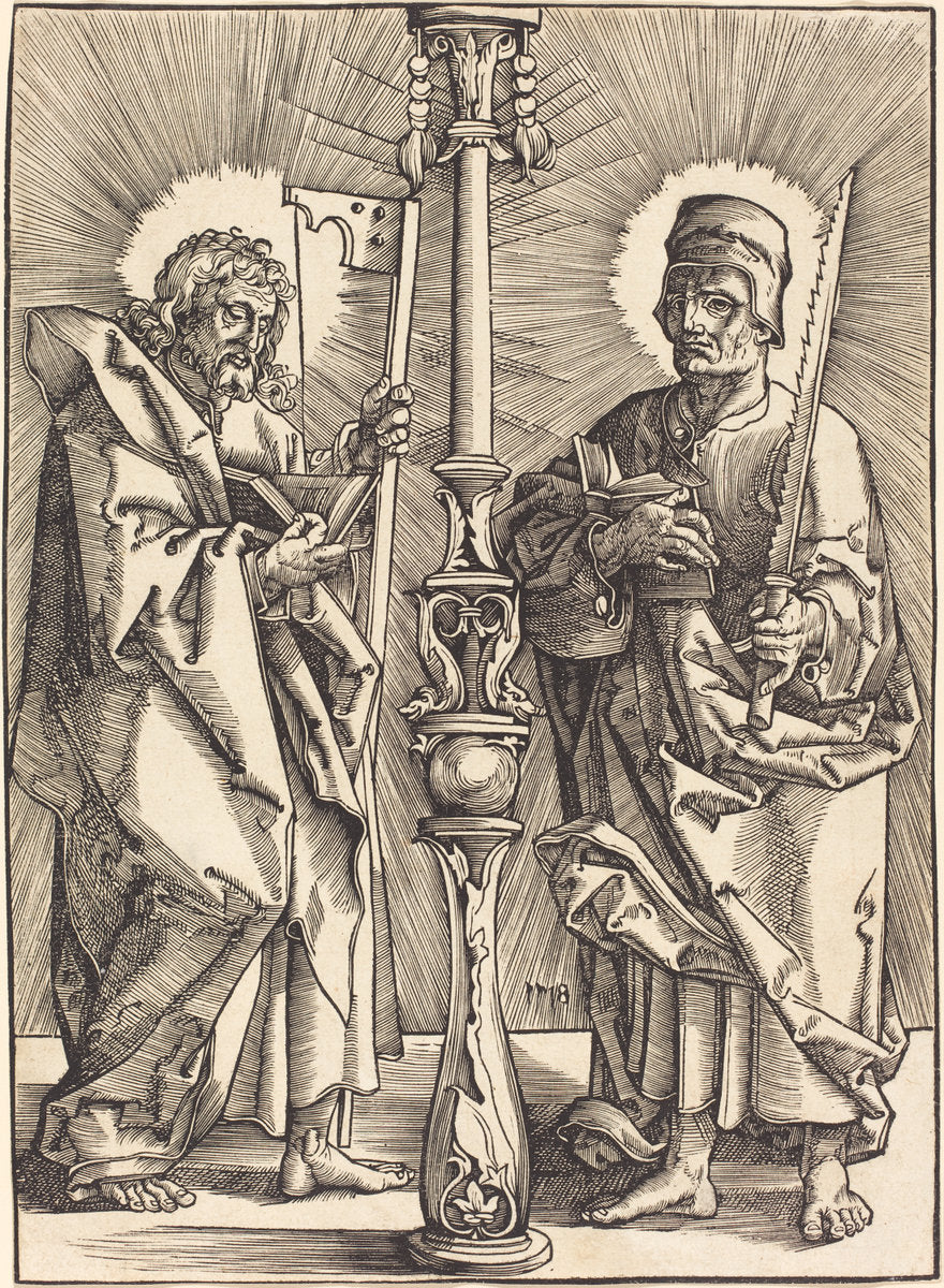 Saint James the Less and Saint Simon by Hans Vischer (German, c. 1489 - 1550), 16X12"(A3)Poster Print