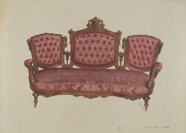 Sofa by Paul Ward (American, active c. 1935), 16X12"(A3)Poster Print