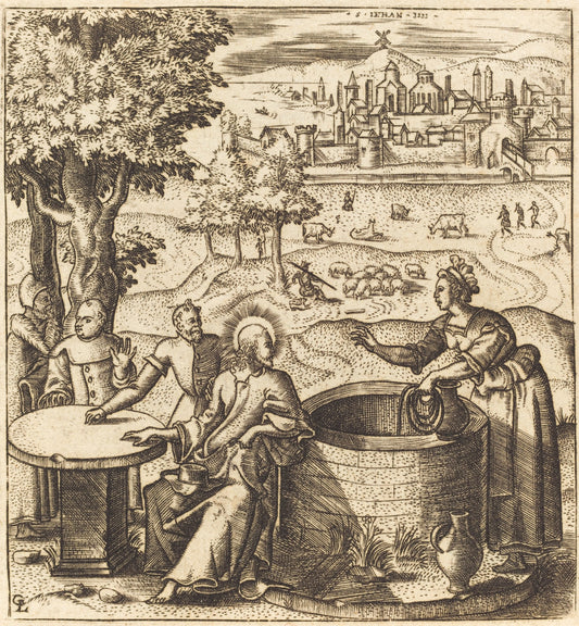 Christ and the Woman of Samaria by Léonard Gaultier (French, 1561 - 1641), 16X12"(A3)Poster Print