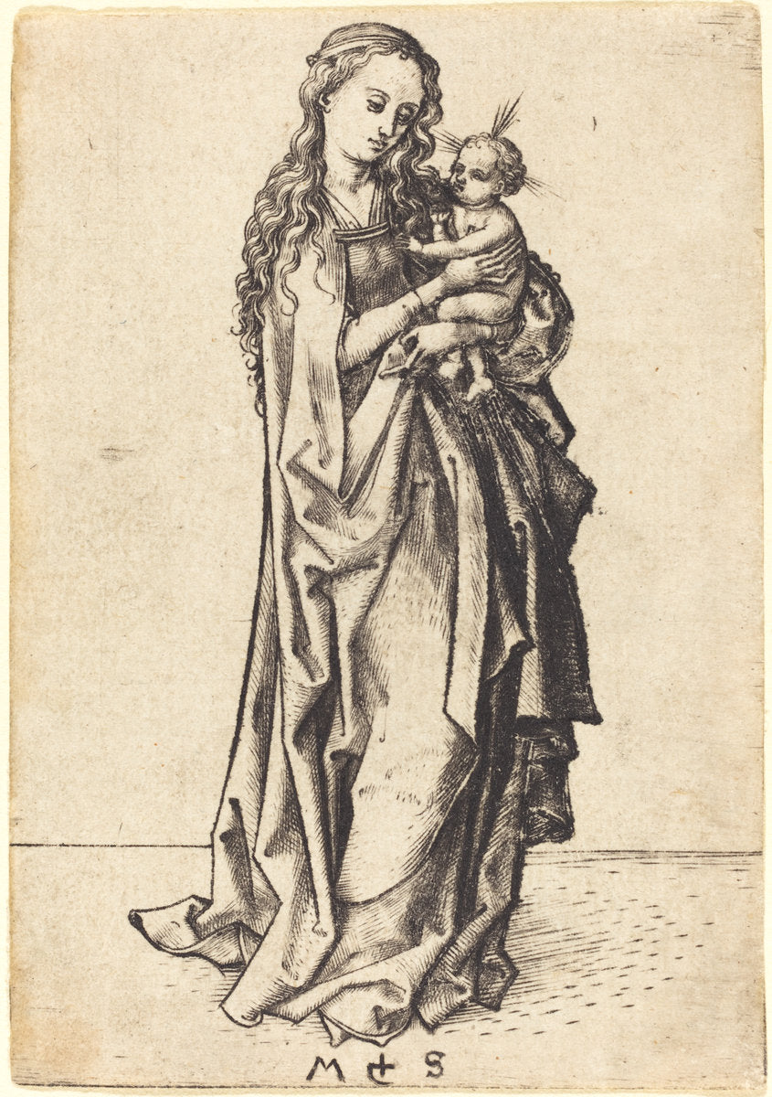 The Small Madonna and Child by Martin Schongauer (German, c. 1450 - 1491), 16X12"(A3)Poster Print