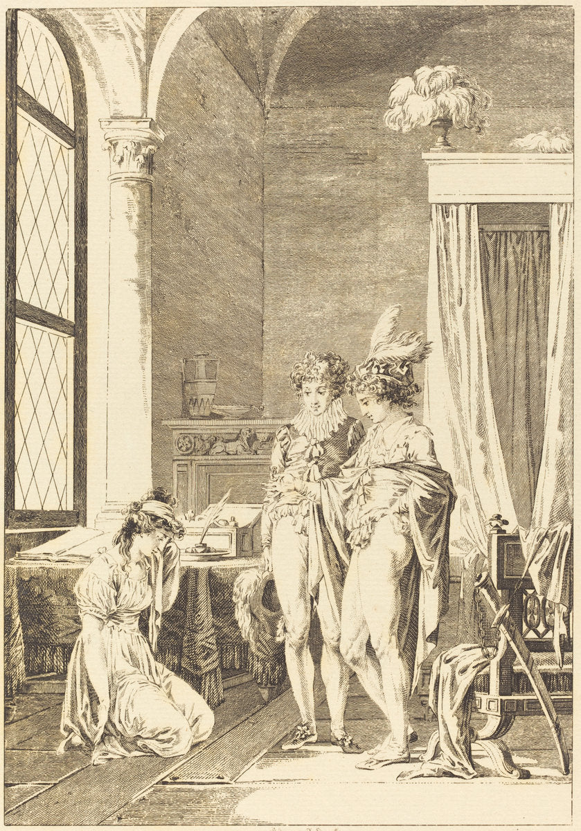 Joconde: Le pardon by Philippe Triere after Jean-Baptiste Mallet (French, 1756 - c. 1815), 16X12"(A3)Poster Print