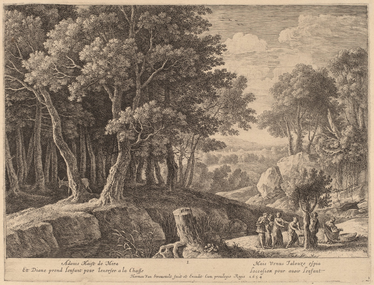 Birth of Adonis by Herman van Swanevelt (Dutch, c. 1600 - 1655), 16X12"(A3)Poster Print
