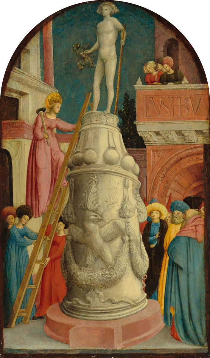 Saint Apollonia Destroys a Pagan Idol by Giovanni d'Alemagna (German, active 1441 - 1450), 16X12"(A3)Poster Print