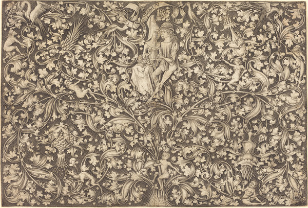 Ornament Panel with Two Lovers by Israhel van Meckenem (German, c. 1445 - 1503), 16X12"(A3)Poster Print