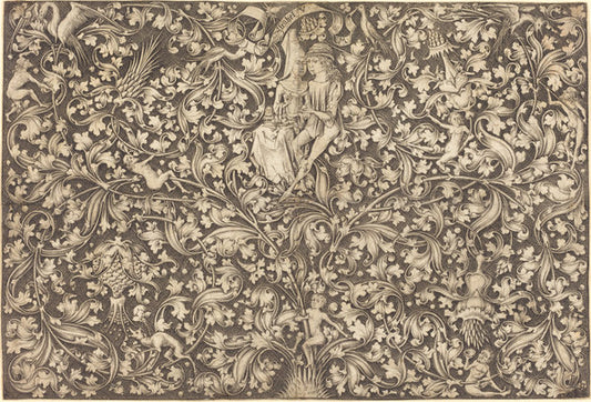 Ornament Panel with Two Lovers by Israhel van Meckenem (German, c. 1445 - 1503), 16X12"(A3)Poster Print