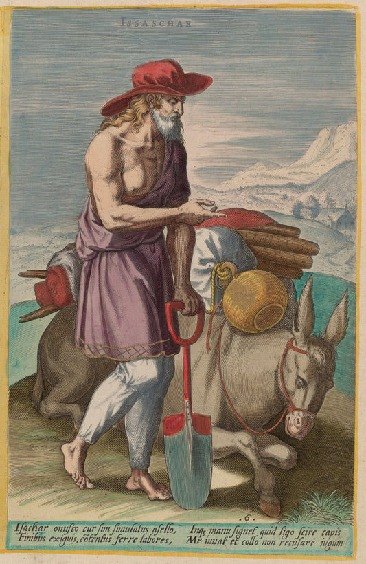 Issachar by Jan Sadeler I after Crispen van den Broecke (Flemish, 1550 - 1600), 16X12"(A3)Poster Print