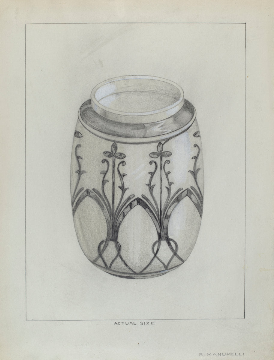 Porcelain Jar by Raymond Manupelli (American, active c. 1935), 16X12"(A3)Poster Print