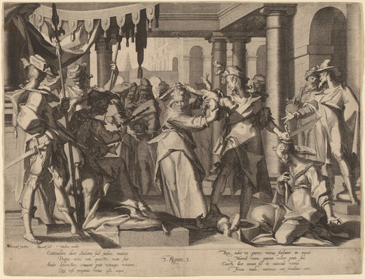 The Judgment of Solomon by Willem Swanenburgh after Joachim Anthonisz Wtewael (Dutch, 1581/1582 - 1612), 16X12"(A3)Poster Print