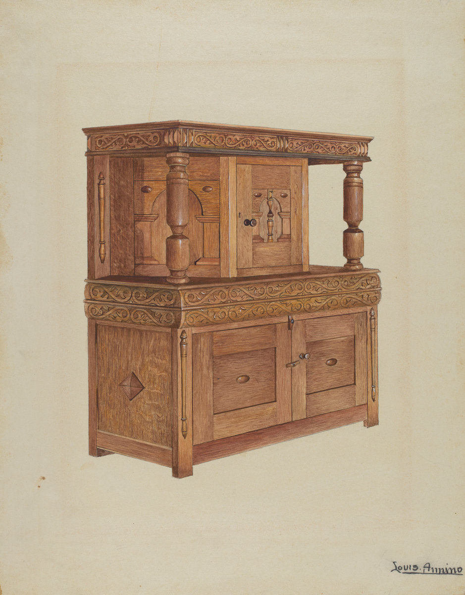 Court Cupboard by Louis Annino (American, active c. 1935), 16X12"(A3)Poster Print