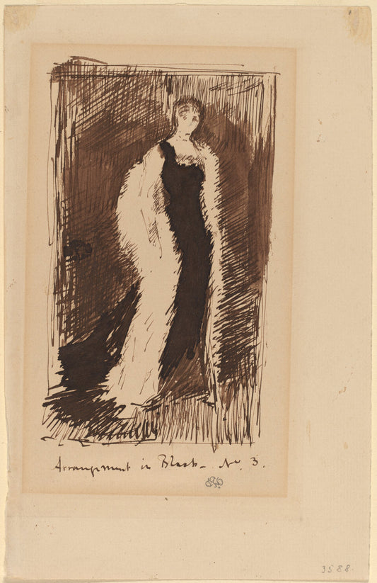Arrangement in Black - No.3 by James McNeill Whistler (American, 1834 - 1903), 16X12"(A3)Poster Print