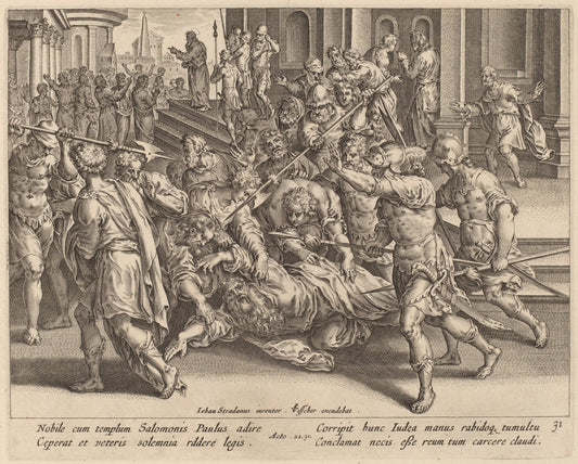 The Arrest of Saint Paul by Philip Galle after Jan van der Straet (Flemish, 1537 - 1612), 16X12"(A3)Poster Print