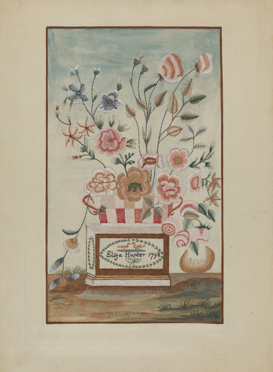 Embroidered Picture by Jules Lefevere (American, active c. 1935), 16X12"(A3)Poster Print