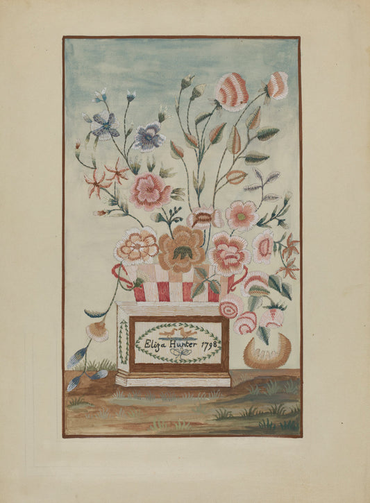 Embroidered Picture by Jules Lefevere (American, active c. 1935), 16X12"(A3)Poster Print