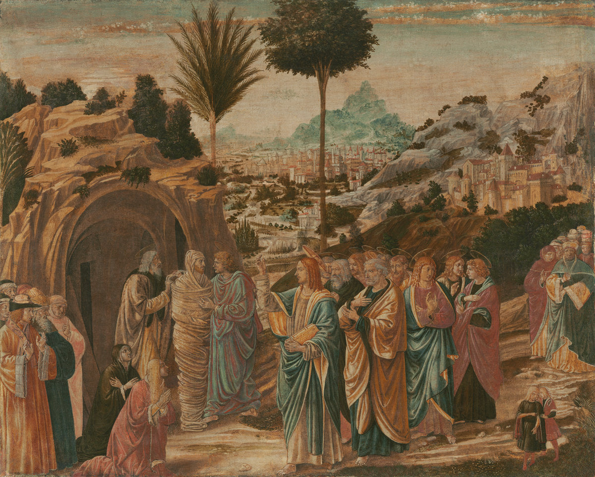 The Raising of Lazarus by Benozzo Gozzoli (Florentine, c. 1421 - 1497), 16X12"(A3)Poster Print