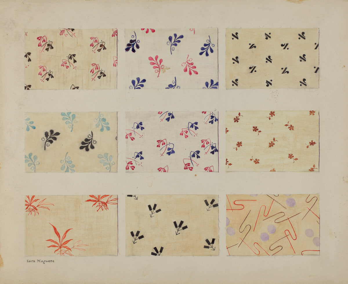 Printed Quilt Patches by Edith Magnette (American, active c. 1935), 16X12"(A3)Poster Print