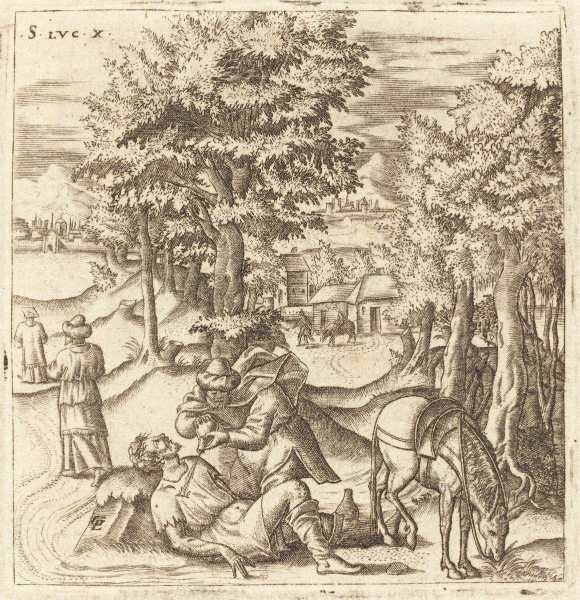 The Good Samaritan by Léonard Gaultier (French, 1561 - 1641), 16X12"(A3)Poster Print