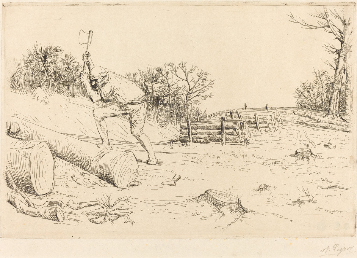 Woodcutter (Le bucheron) by Alphonse Legros (French, 1837 - 1911), 16X12"(A3)Poster Print