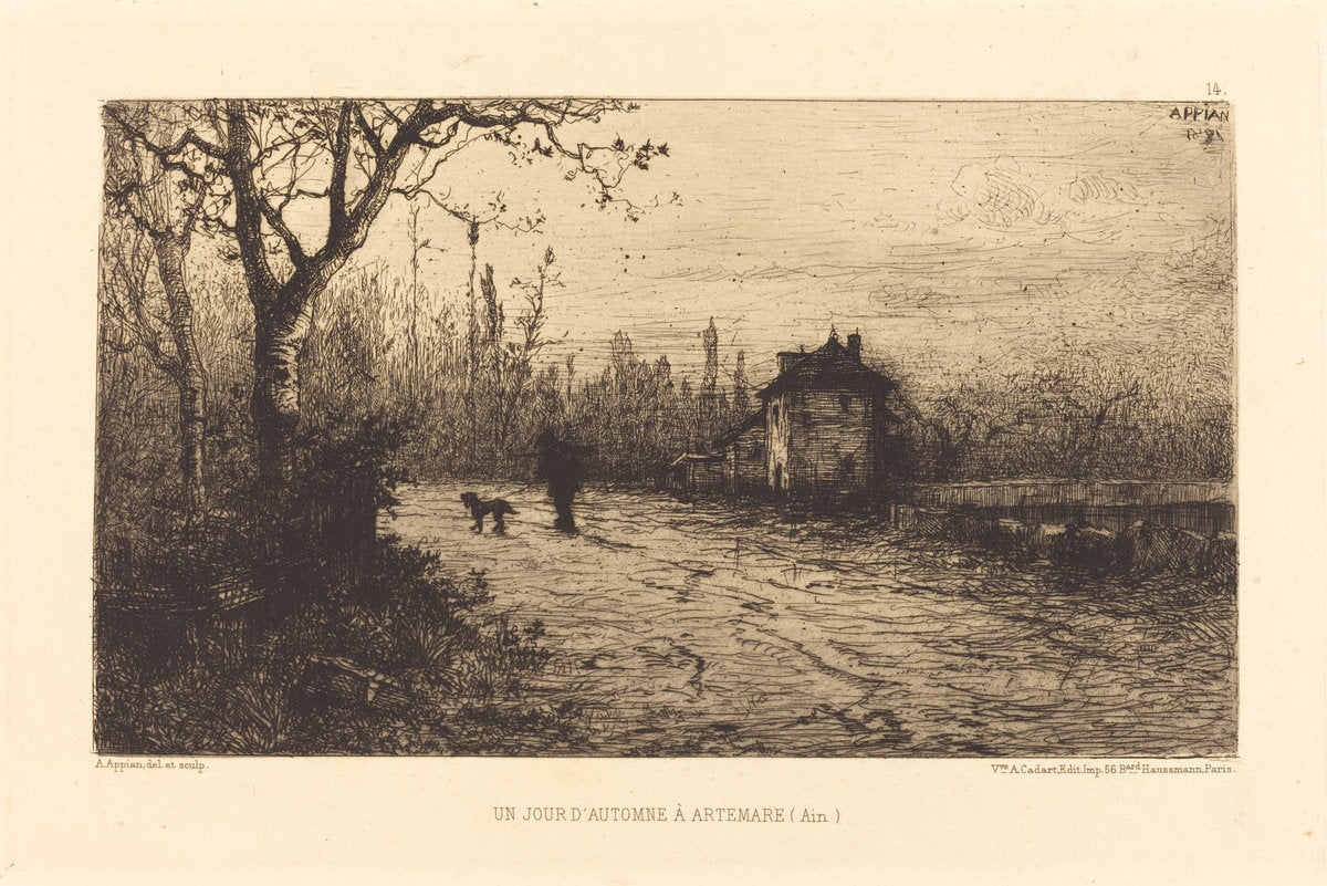 Un Jour d'automne a Artemare by Adolphe Appian (French, 1818 - 1898), 16X12"(A3)Poster Print
