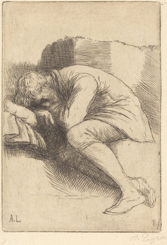 Sleeper (Un dormeur) by Alphonse Legros (French, 1837 - 1911), 16X12"(A3)Poster Print