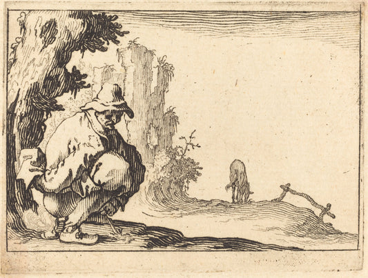 Peasant Defecating by Jacques Callot (French, 1592 - 1635), 16X12"(A3)Poster Print