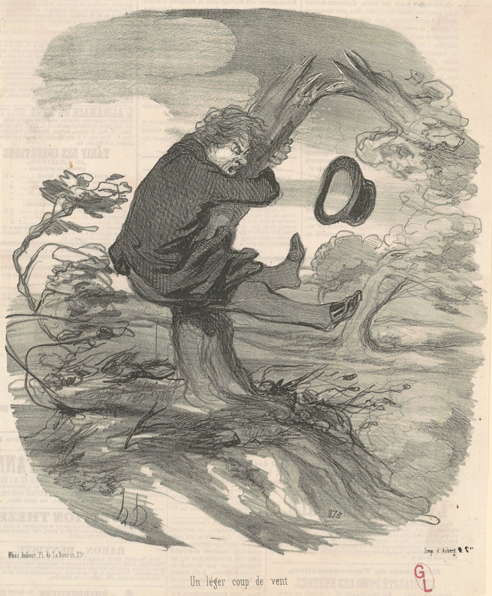 Un léger coup de vent by Honoré Daumier (French, 1808 - 1879), 16X12"(A3)Poster Print