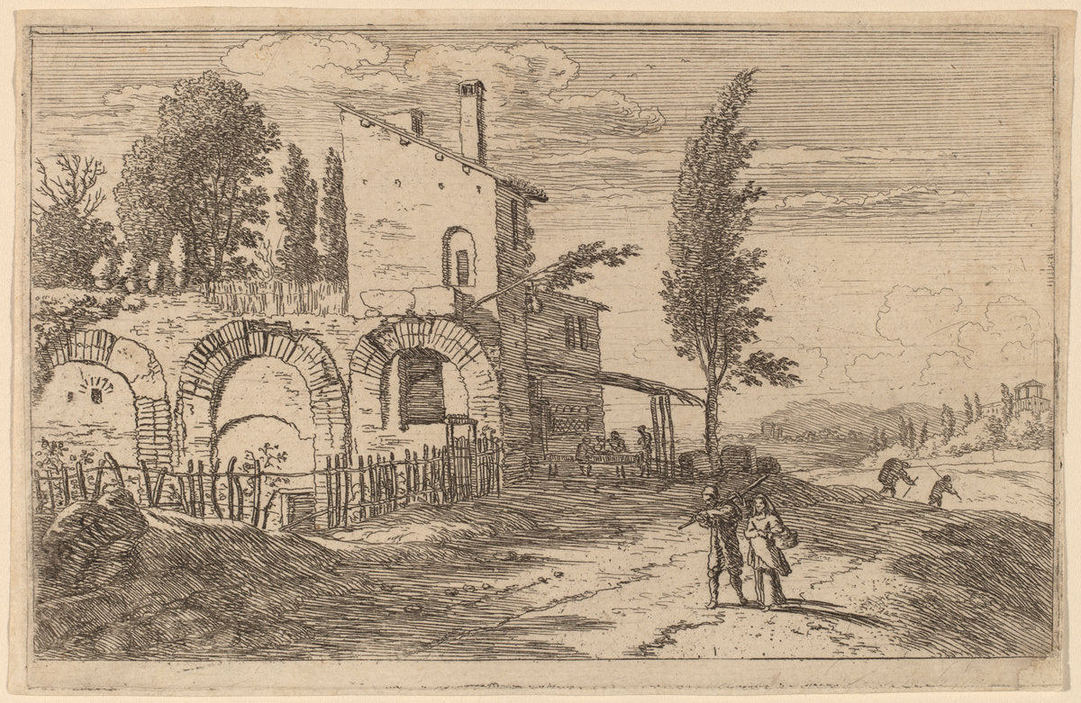 Inn in the Ruins of the Palace of the Emperors by Herman van Swanevelt (Dutch, c. 1600 - 1655), 16X12"(A3)Poster Print