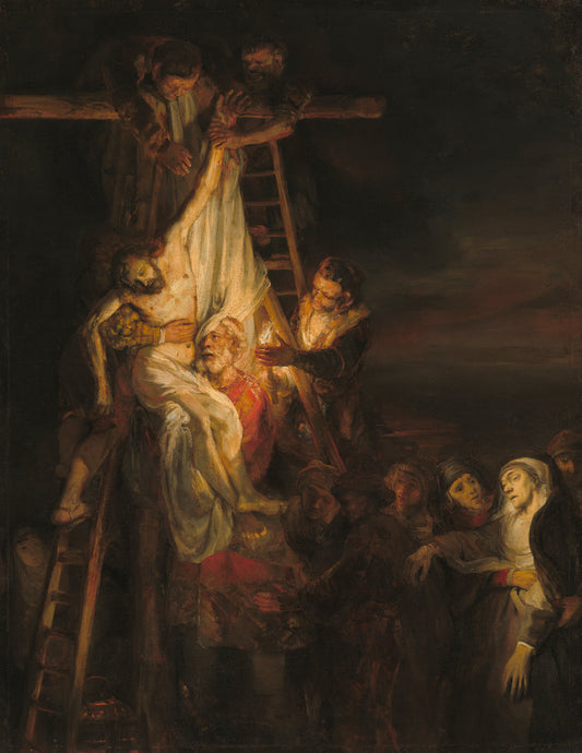 1650/1652 by Rembrandt Workshop (Probably Constantijn van Renesse) (The Descent from the Cross), 16X12"(A3)Poster Print
