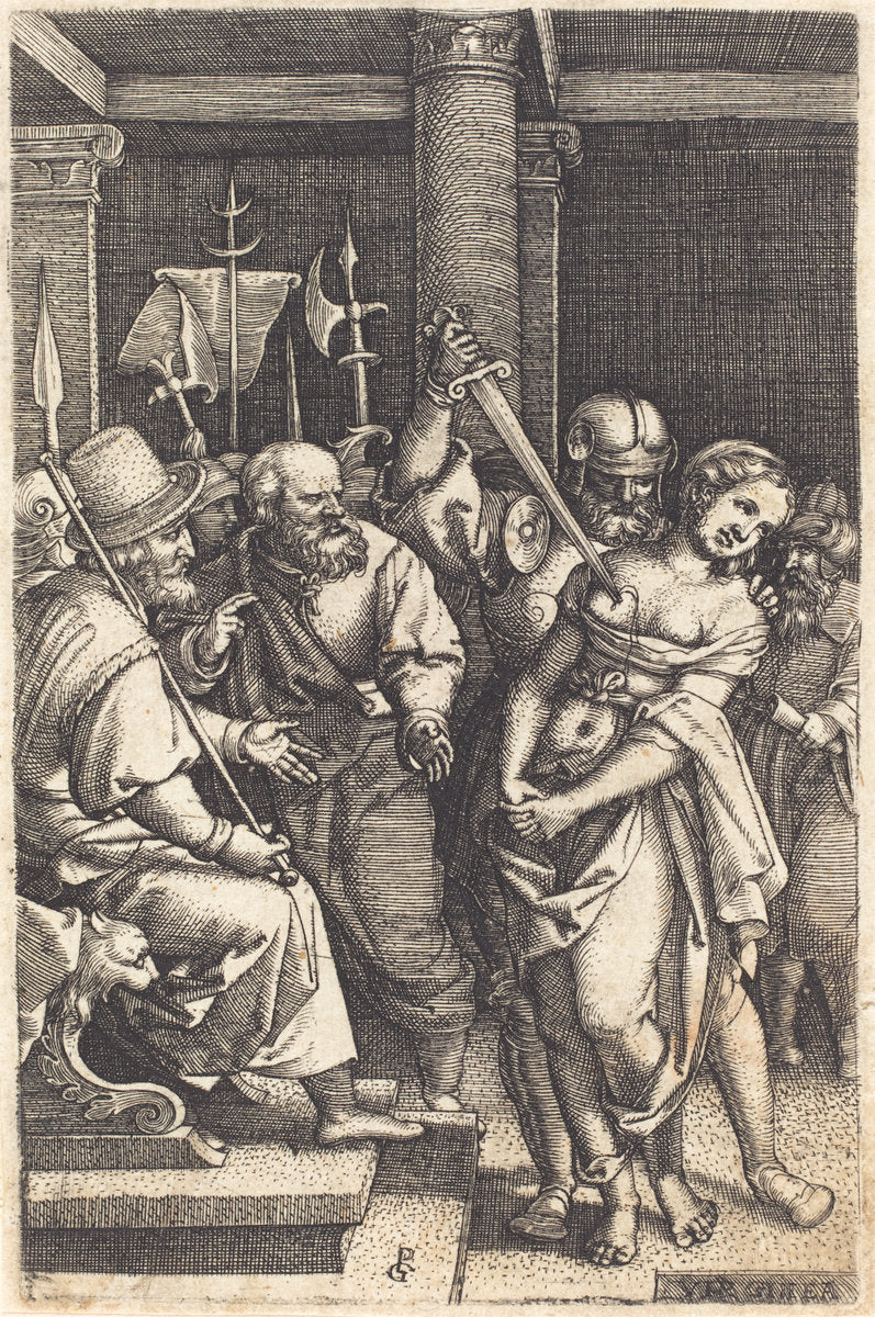 Virginius Killing His Daughter by Georg Pencz (German, c. 1500 - 1550), 16X12"(A3)Poster Print