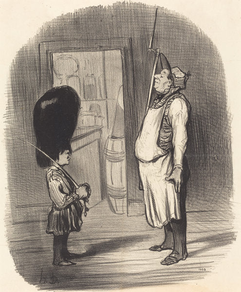 Une Famille chez qui réside l'instinct guerrier by Honoré Daumier (French, 1808 - 1879), 16X12"(A3)Poster Print
