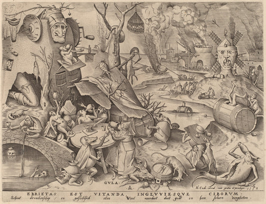 Gluttony by Pieter van der Heyden after Pieter Bruegel the Elder (Flemish, active c. 1551/1572), 16X12"(A3)Poster Print