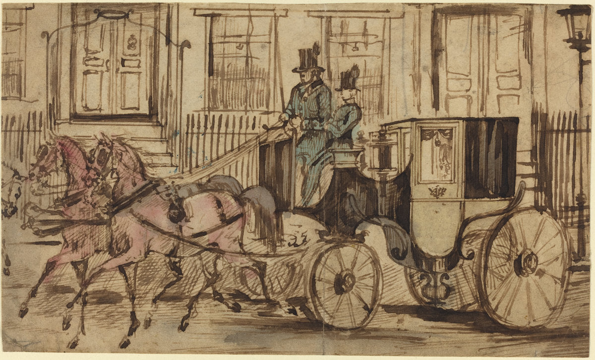 The Strawberry Roans by Attributed to Constantin Guys (French, 1805 - 1892), 16X12"(A3)Poster Print