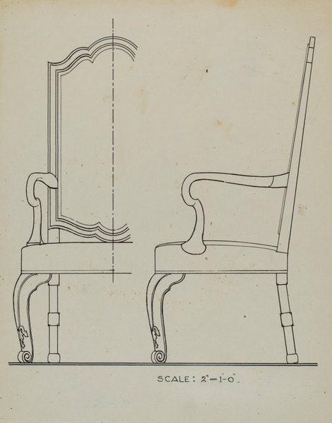 Walnut Armchair by Simon Weiss (American, active c. 1935), 16X12"(A3)Poster Print
