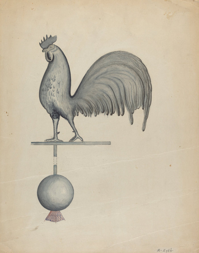 Weather Vane - Iron Rooster by Albert Eyth (American, active c. 1935), 16X12