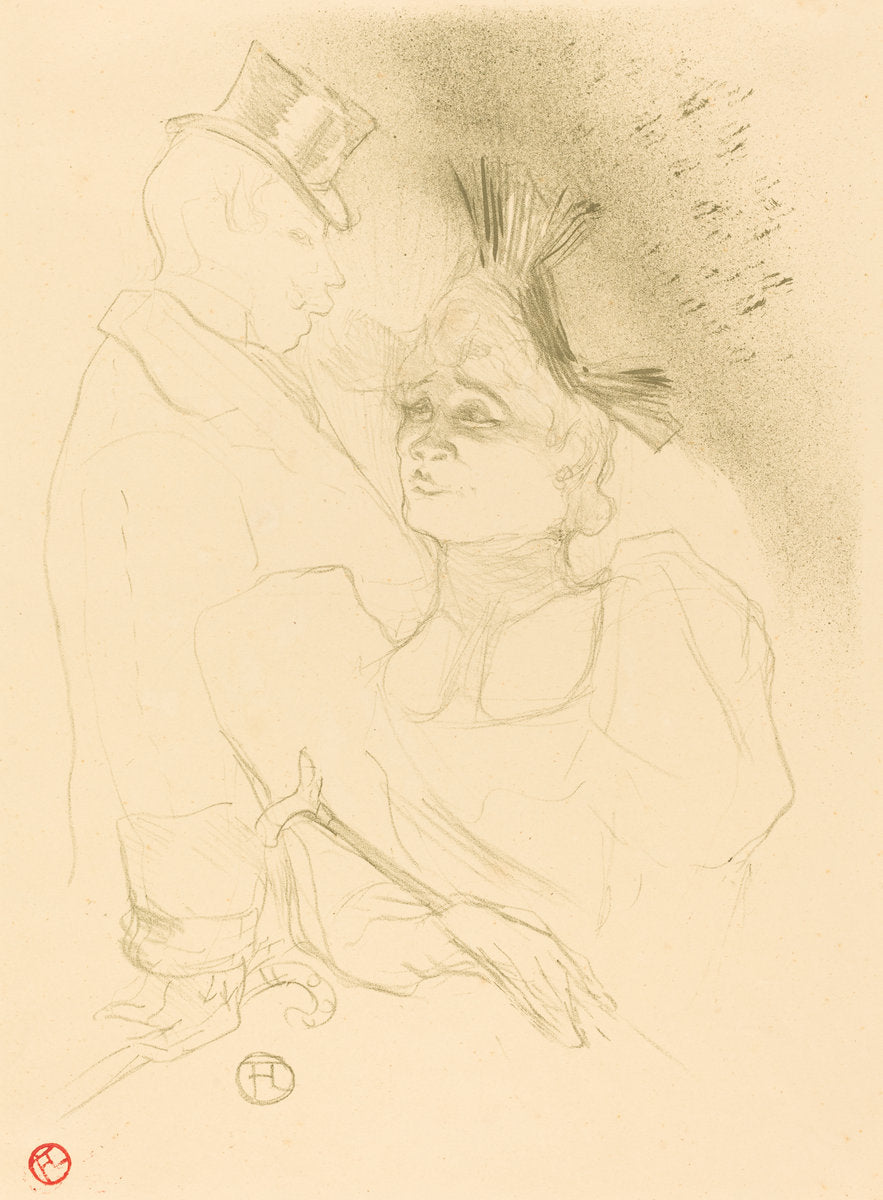 Mlle. Lender and Baron (Mlle. Lender et Baron) by Henri de Toulouse-Lautrec (French, 1864 - 1901), 16X12"(A3)Poster Print