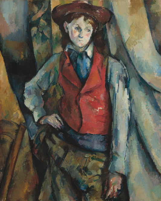 Boy in a Red Waistcoat by Paul Cézanne (French, 1839 - 1906), 16X12"(A3)Poster Print