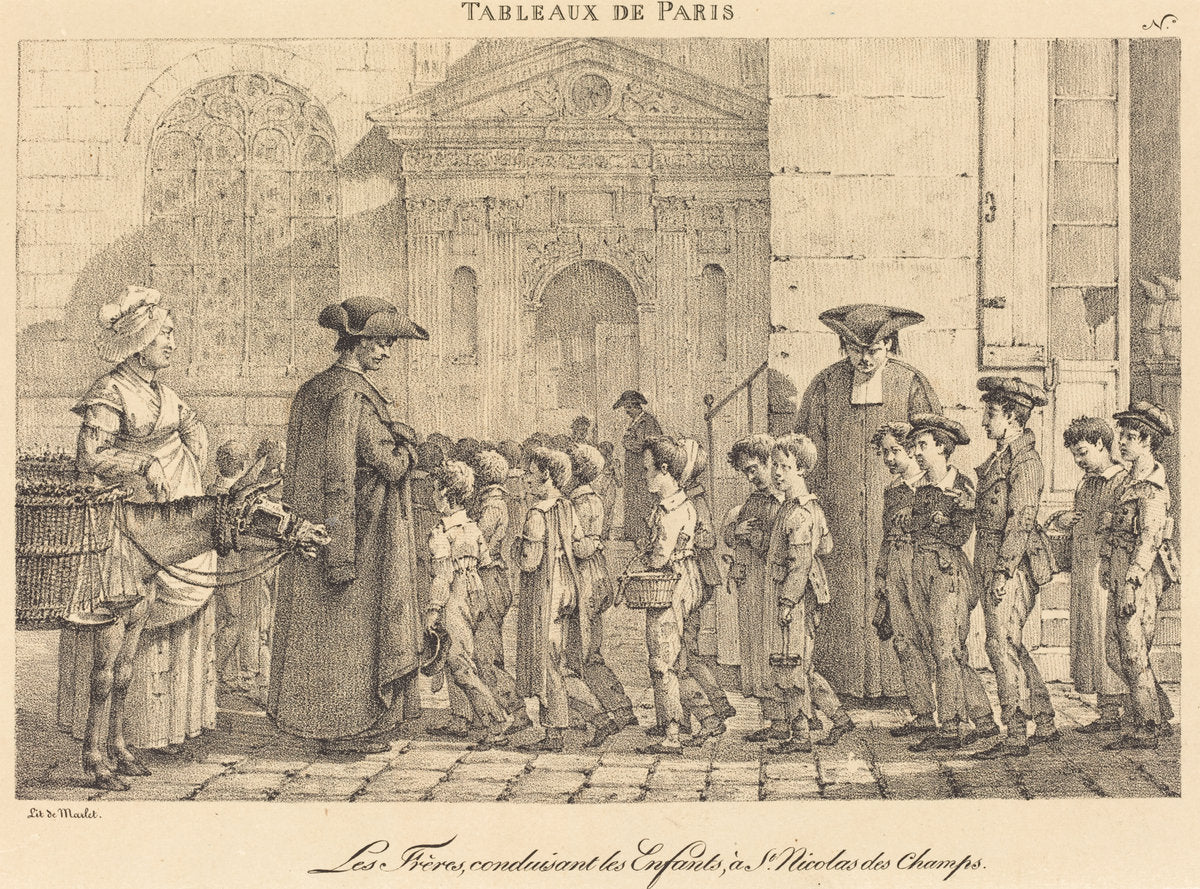 Les Frères Conduisent les Enfants, à St. Nicolas des Champs by Jean Henri Marlet (French, 1770 - 1847), 16X12"(A3)Poster Print