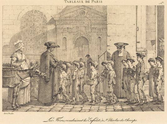 Les Frères Conduisent les Enfants, à St. Nicolas des Champs by Jean Henri Marlet (French, 1770 - 1847), 16X12"(A3)Poster Print